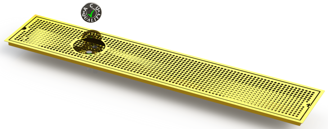 Flush Mount w/ Left Drain and Rinser Hole 8" X 45" X ¾" Drip Tray | Recessed | Brass