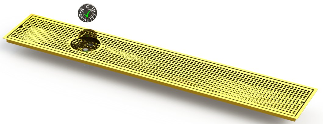 Flush Mount w/ Left Drain and Rinser Hole 8" X 48" X ¾" Drip Tray | Recessed | Brass