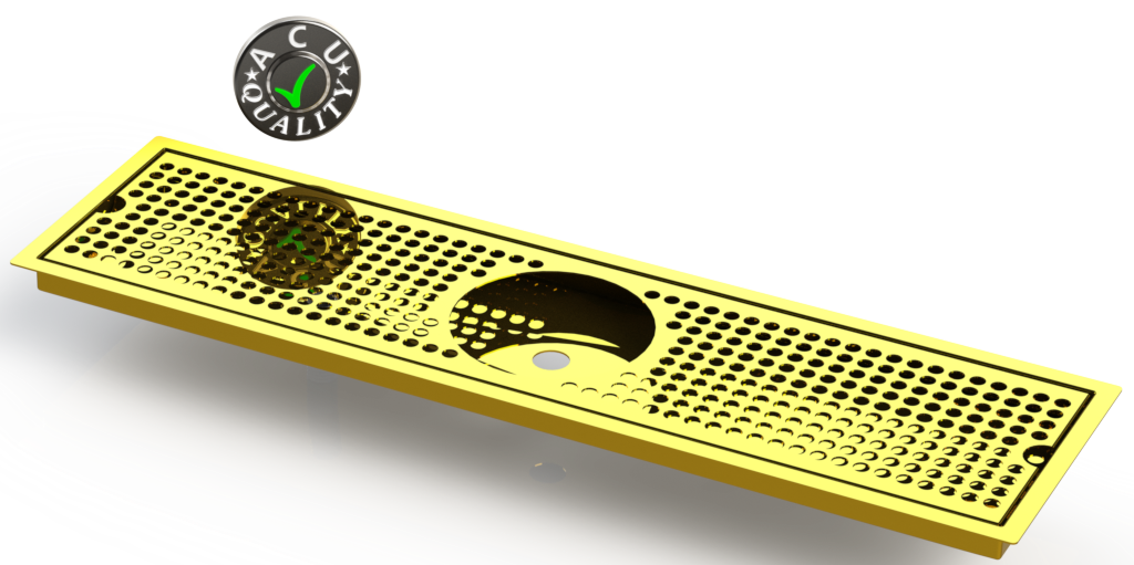 Flush Mount w/ Rinser Hole and Offset Drain 6" X 24" X ¾" Drip Tray | Recessed | Brass