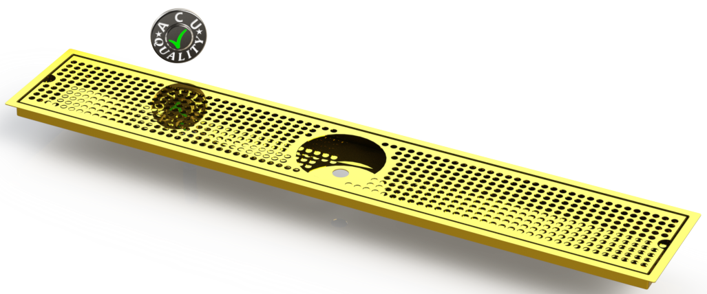 Flush Mount w/ Rinser Hole and Offset Drain 6" X 36" X ¾" Drip Tray | Recessed | Brass