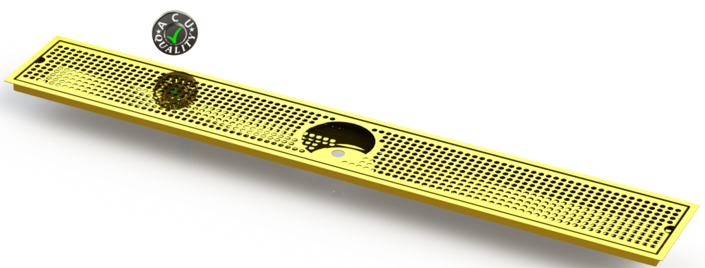 Flush Mount w/ Rinser Hole and Offset Drain 6" X 45" X ¾" Drip Tray | Recessed | Brass