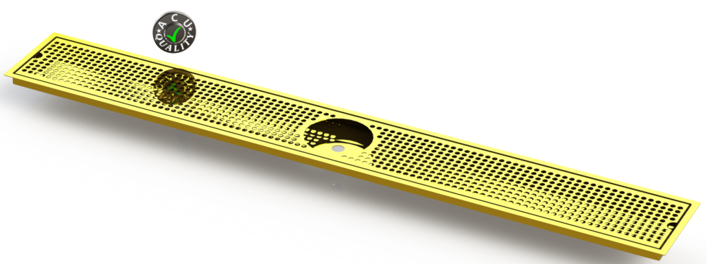 Flush Mount w/ Rinser Hole and Offset Drain 6" X 48" X ¾" Drip Tray | Recessed | Brass