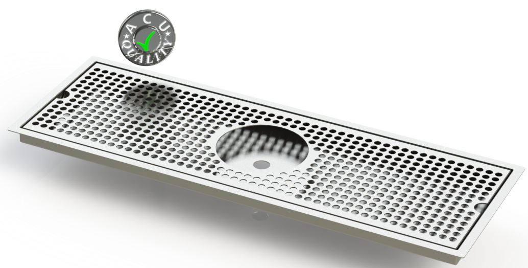 Flush Mount w/ Rinser Hole and Offset Drain 8" X 24" X ¾" Drip Tray | Recessed | S/S # 4