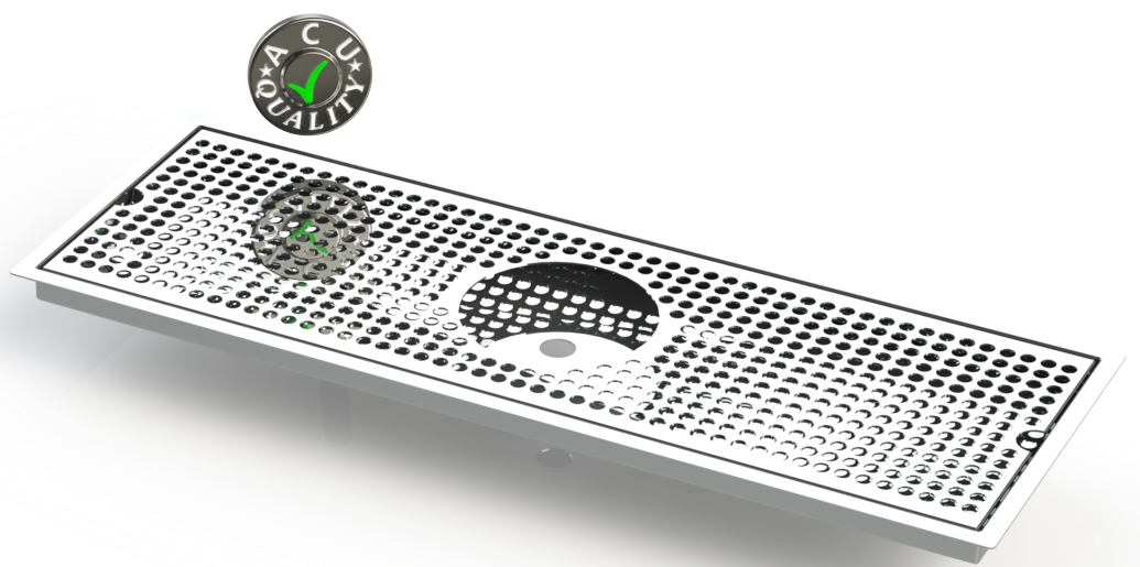 Flush Mount w/ Rinser Hole and Offset Drain 8" X 24" X ¾" Drip Tray | Recessed | S/S # 8