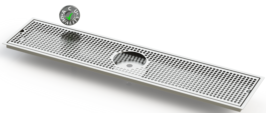 Flush Mount w/ Rinser Hole and Offset Drain 8" X 36" X ¾" Drip Tray | Recessed | S/S # 4