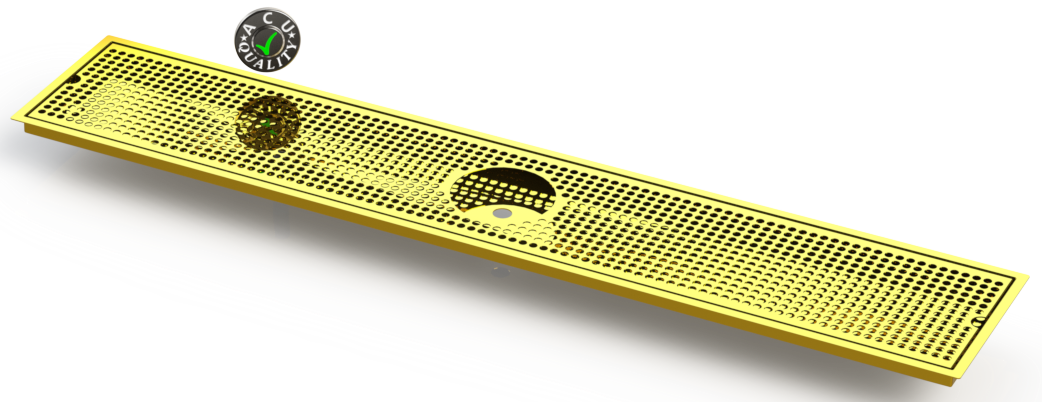 Flush Mount w/ Rinser Hole and Offset Drain 8" X 45" X ¾" Drip Tray | Recessed | Brass