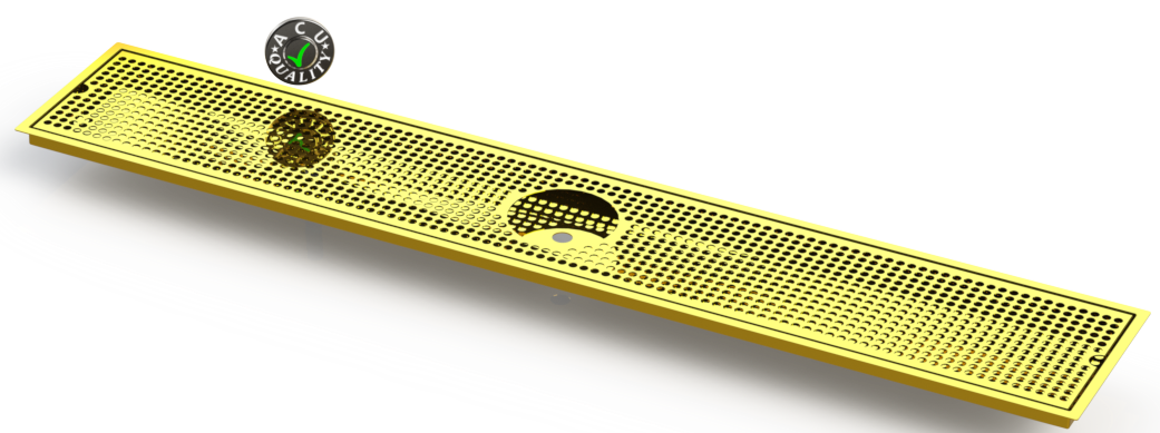 Flush Mount w/ Rinser Hole and Offset Drain 8" X 48" X ¾" Drip Tray | Recessed | Brass