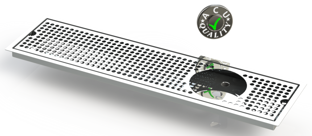 Flush Mount w/ Right Drain and Rinser Hole 6" X 24" X ¾" Drip Tray | Recessed | S/S # 8