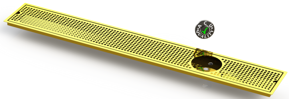 Flush Mount w/ Right Drain and Rinser Hole 6" X 45" X ¾" Drip Tray | Recessed | Brass