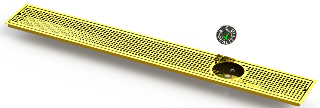 Flush Mount w/ Right Drain and Rinser Hole 6" X 48" X ¾" Drip Tray | Recessed | Brass