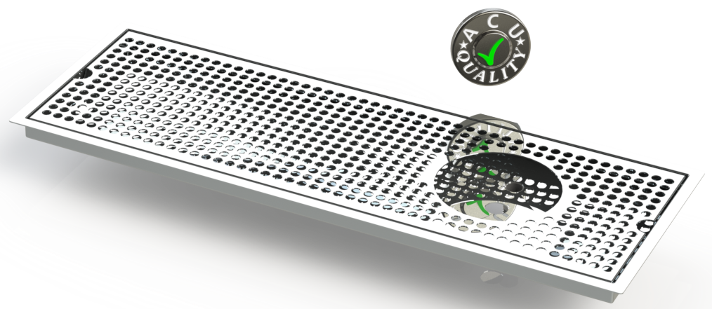 Flush Mount w/ Right Drain and Rinser Hole 8" X 24" X ¾" Drip Tray | Recessed | S/S # 8