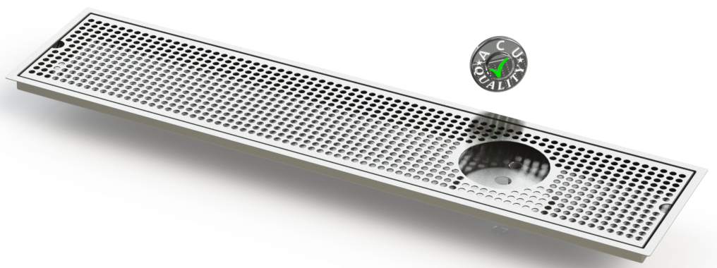 Flush Mount w/ Right Drain and Rinser Hole 8" X 36" X ¾" Drip Tray | Recessed | S/S # 4