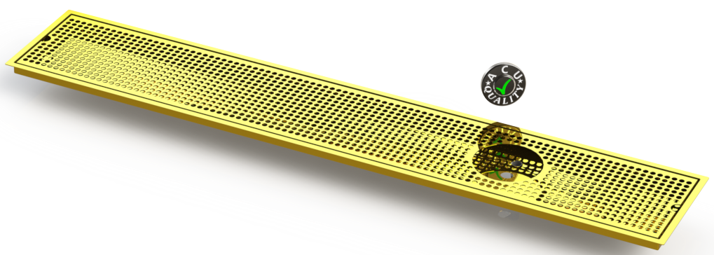 Flush Mount w/ Right Drain and Rinser Hole 8" X 48" X ¾" Drip Tray | Recessed | Brass
