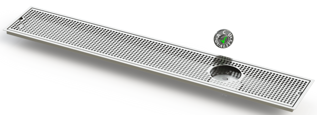 Flush Mount w/ Right Drain and Rinser Hole 8" X 48" X ¾" Drip Tray | Recessed | S/S # 4