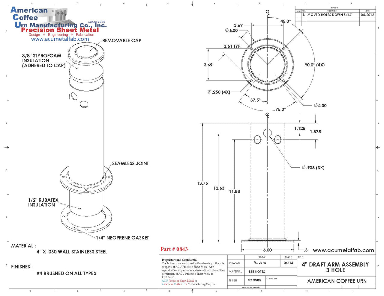 4" Draft Beer Tower Column Tower | 3 Faucet Beer Tower | S/S # 4