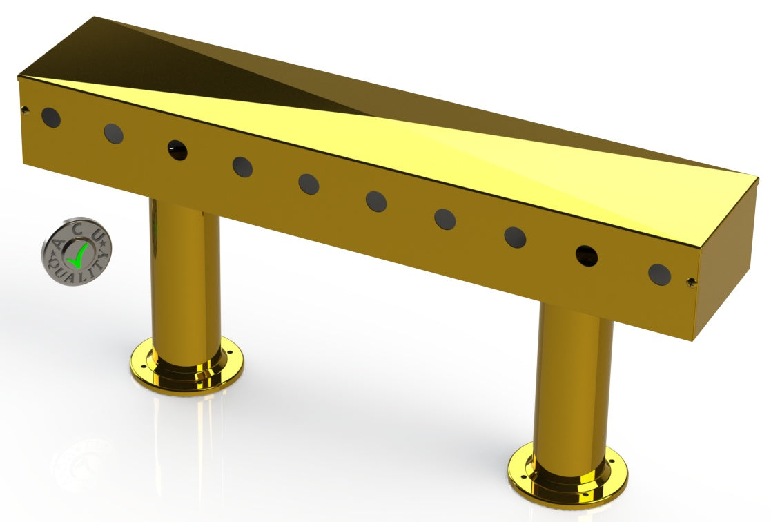 Draft Beer T- Tower |3" Double Pedestal |30" Box 10 Hole Face Plate | Brass - ACU Precision Sheet Metal