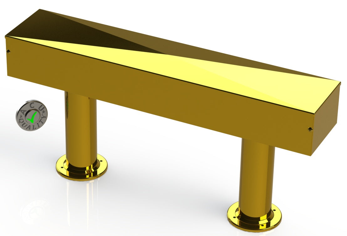 Draft Beer T- Tower |3" Double Pedestal |30" Box No Hole Face Plate | Brass - ACU Precision Sheet Metal