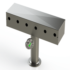 Draft Beer T- Tower | 3" Single Pedestal |24" Box 6 Hole Face Plate | S/S # 4 - ACU Precision Sheet Metal