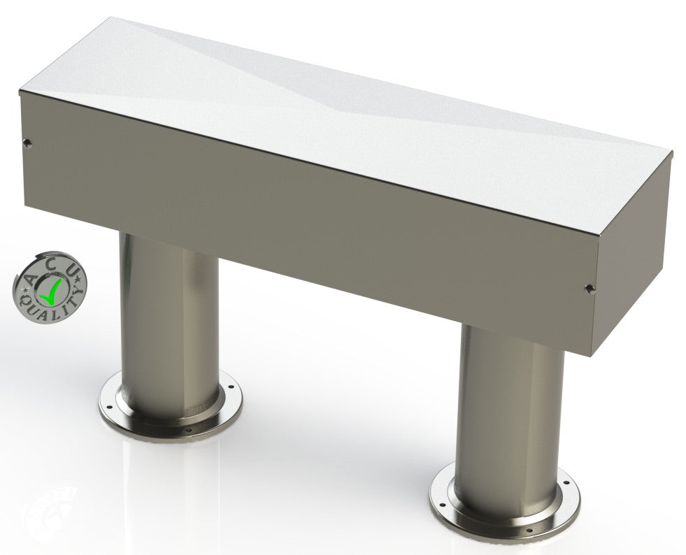 Draft Beer T-Tower | 4" Double Pedestal | 24" | Box No Hole Face Plate | S/S #4 - ACU Precision Sheet Metal
