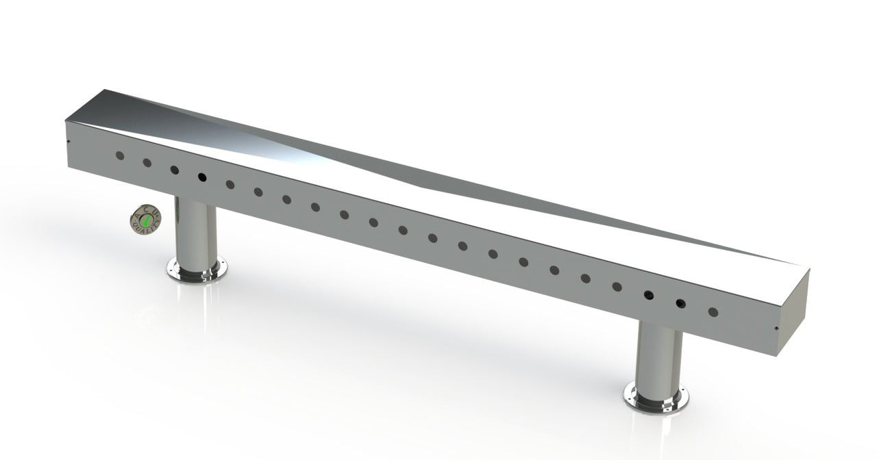 Draft Beer T-Tower | 4" Double Pedestal | 72" Box | 21 Faucet Holes | SS # 8 - ACU Precision Sheet Metal