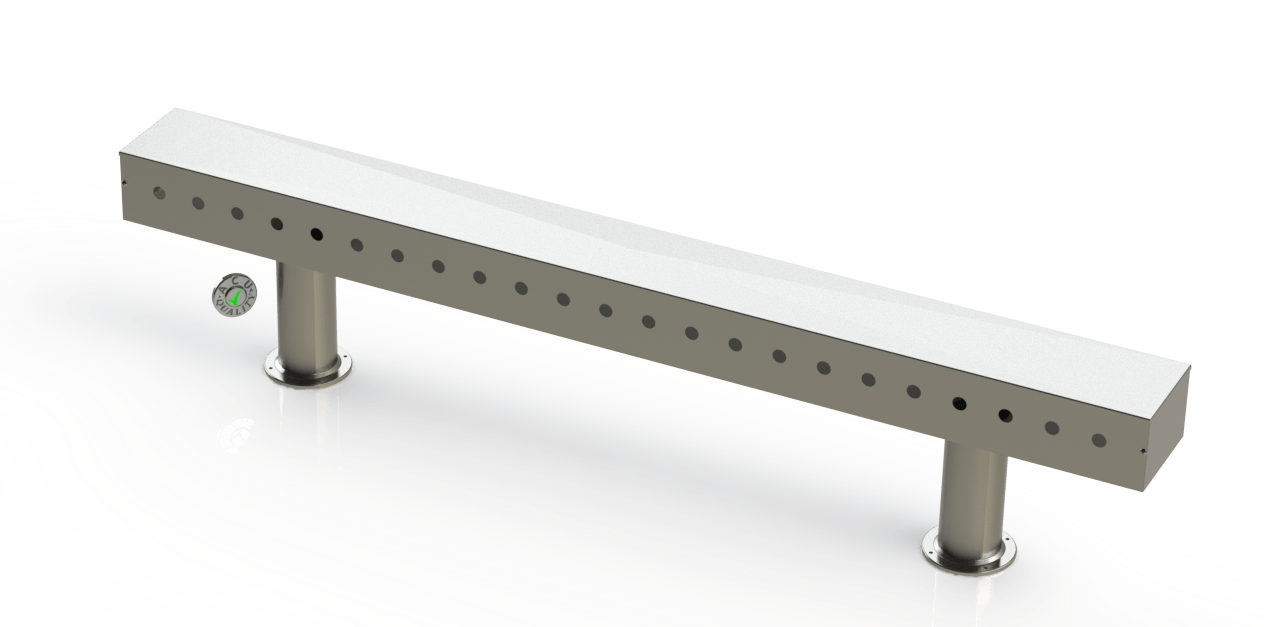 Draft Beer T-Tower | 4" Double Pedestal | 72" Box | 23 Faucet Holes | S/S #4 - ACU Precision Sheet Metal