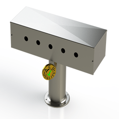 Draft Beer T-Tower | 4" Single Pedestal | 20" Box 5 Hole Face Plate | S/S # 4 - ACU Precision Sheet Metal