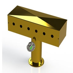 Draft Beer T-Tower | 4" Single Pedestal | 20" Box 6 Hole Face Plate | Brass - ACU Precision Sheet Metal