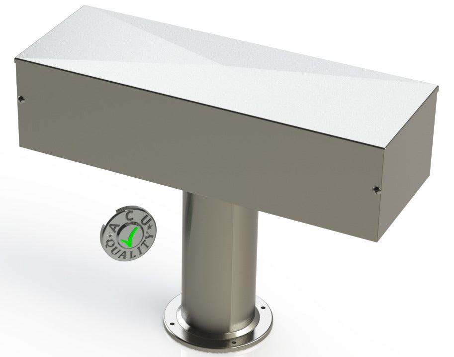 Draft Beer T-Tower | 4" Single Pedestal | 20" Box No Hole Face Plate | S/S # 4 - ACU Precision Sheet Metal