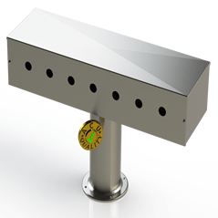 Draft Beer T-Tower | 4" Single Pedestal | 24" Box 7 Hole Face Plate | S/S # 4 - ACU Precision Sheet Metal