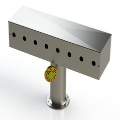 Draft Beer T-Tower | 4" Single Pedestal | 24" Box 8 Hole Face Plate | S/S # 4 - ACU Precision Sheet Metal