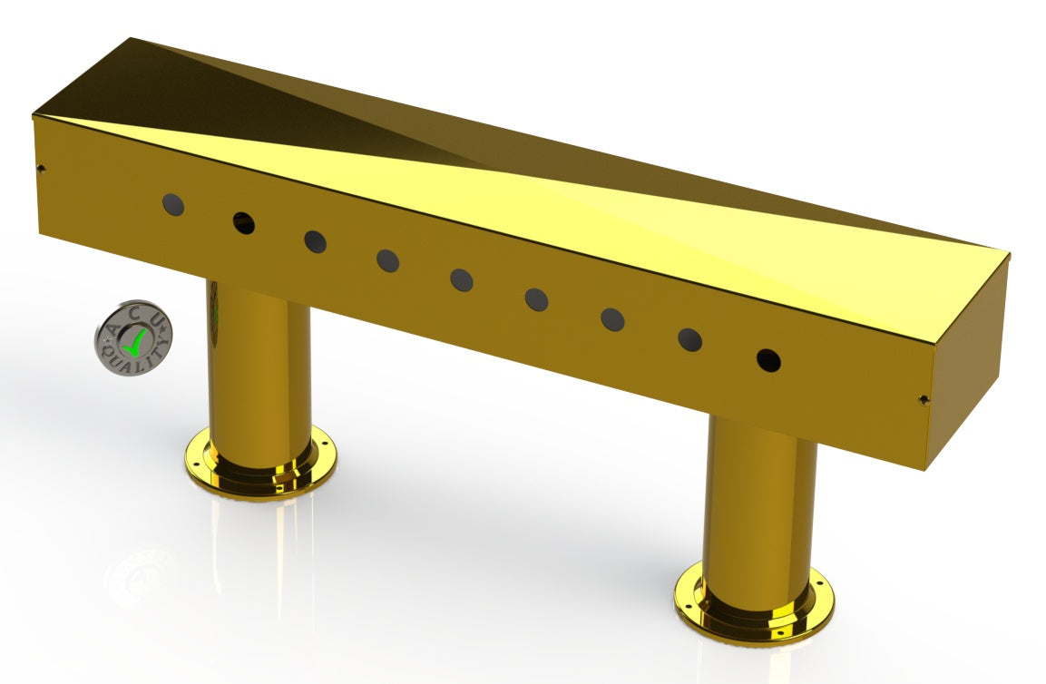Draft Beer T-Tower |Double Pedestal| 36" Box| 9 Faucet Holes| Brass - ACU Precision Sheet Metal