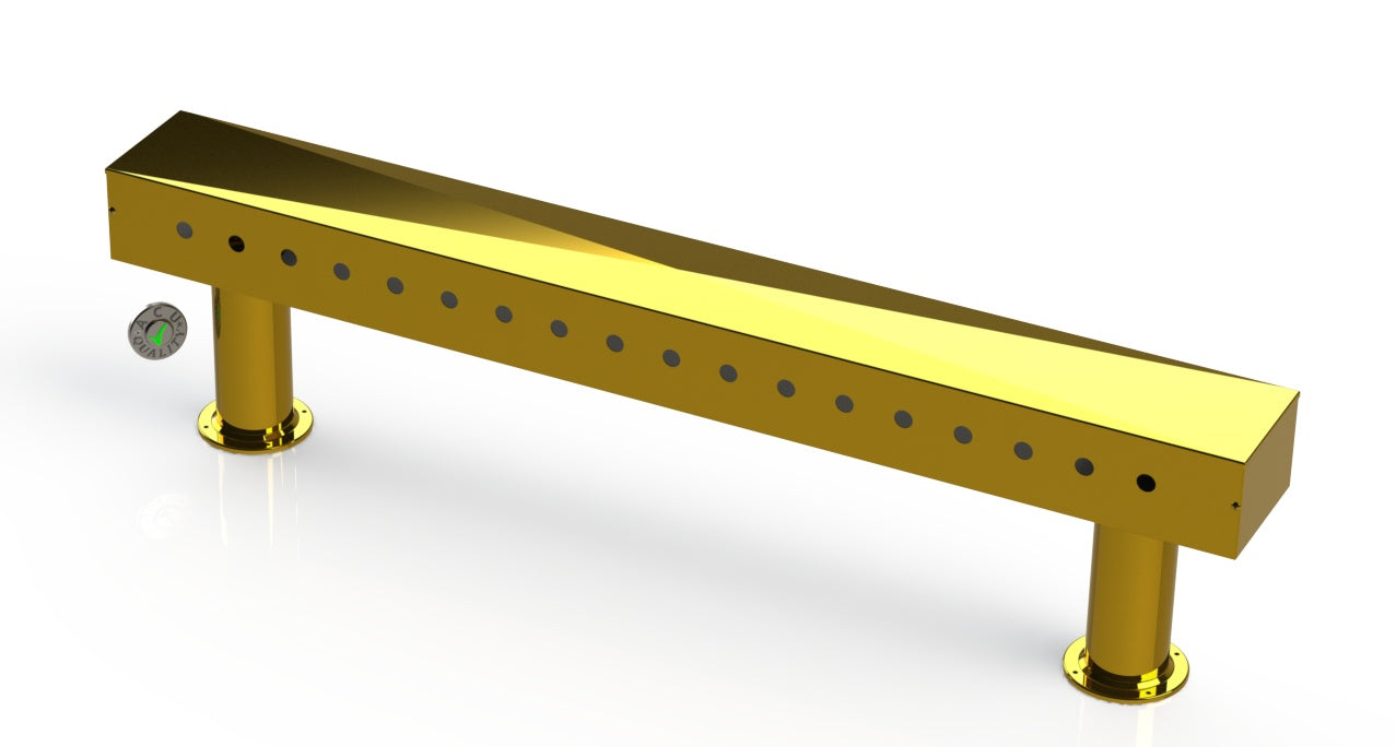 Draft Beer T-Tower | Double Pedestal | 60" Box | 18 Faucet Holes | Brass - ACU Precision Sheet Metal