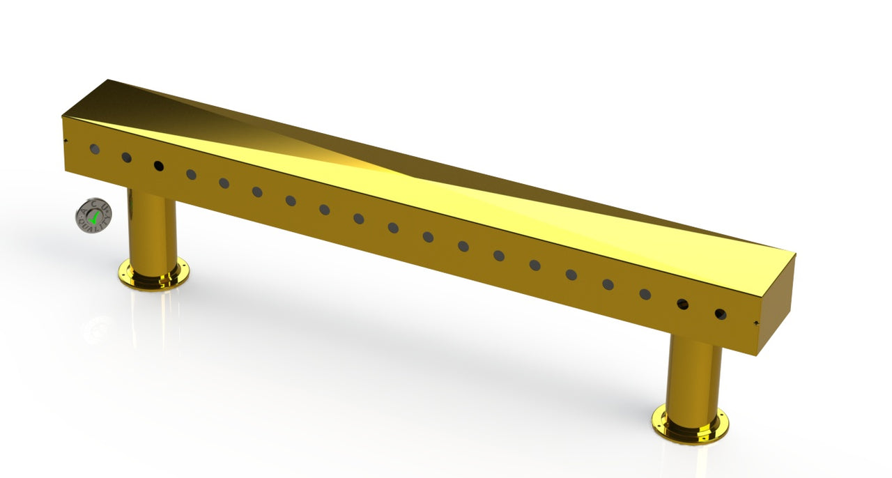 Draft Beer T-Tower | Double Pedestal | 60" Box | 19 Faucet Holes | Brass - ACU Precision Sheet Metal
