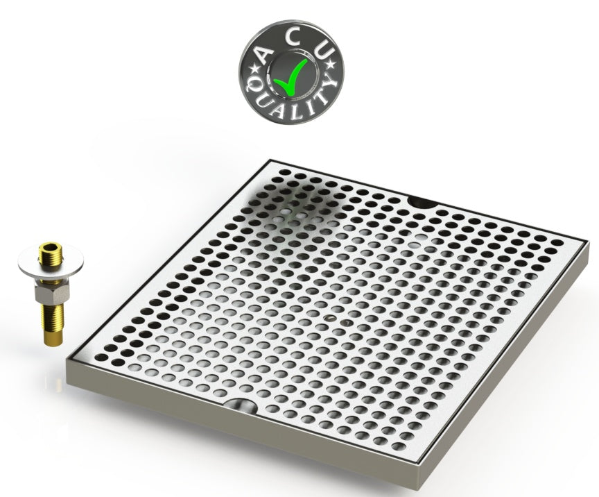 10" X 12" Surface Mount Drip Tray with Drain - ACU Precision Sheet Metal