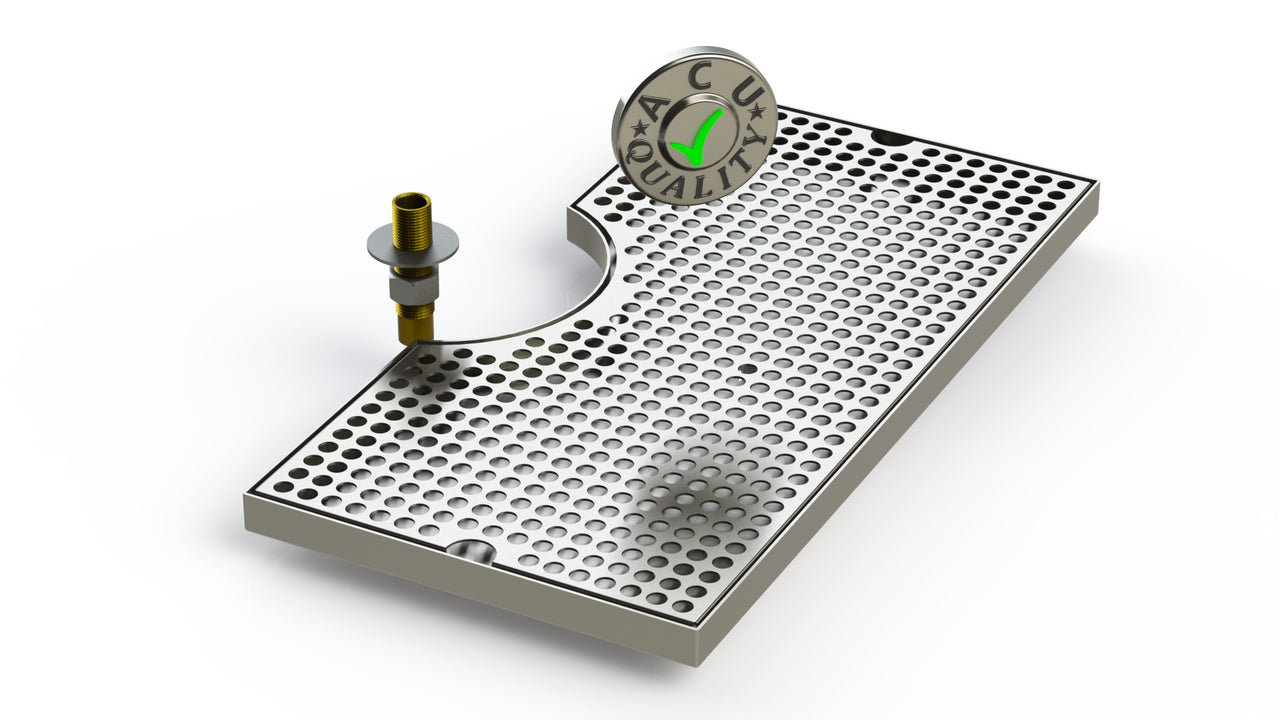 19" Surface Mount Cut-Out Drain Tray, 7" Column | Mushroom Tower Tray| SS#4 - ACU Precision Sheet Metal