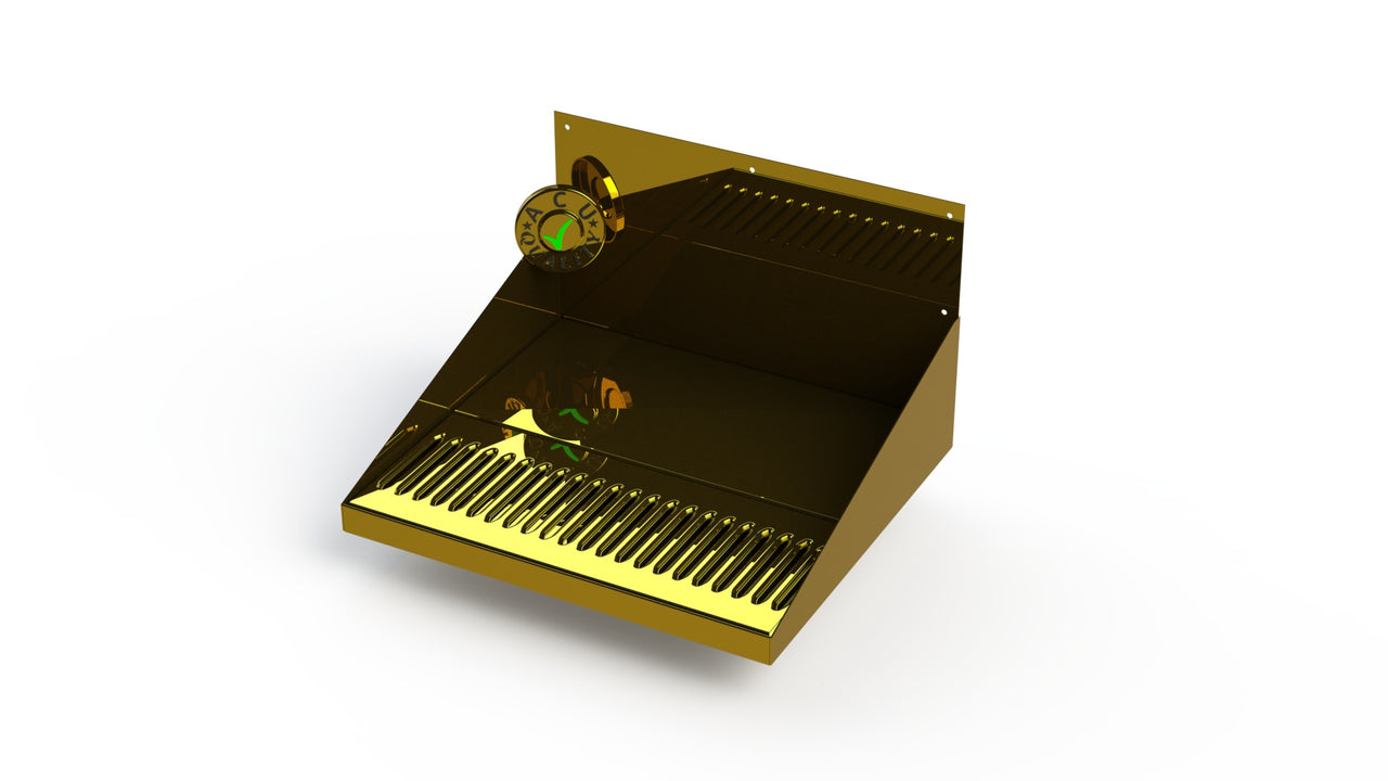 20" Brass Barrel Head Drip Tray with Drain - ACU Precision Sheet Metal