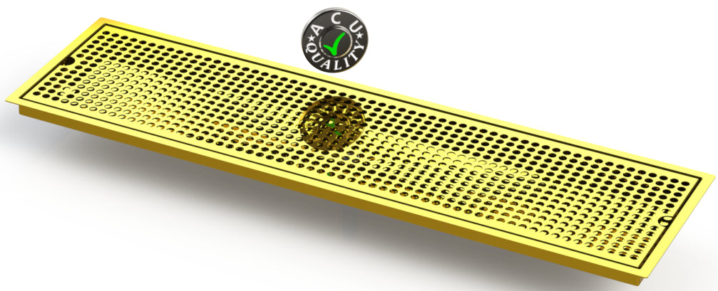 Flush Mount 8" X 30" X ¾" Drip Tray | Beer Dispenser Catcher | Brass - ACU Precision Sheet Metal