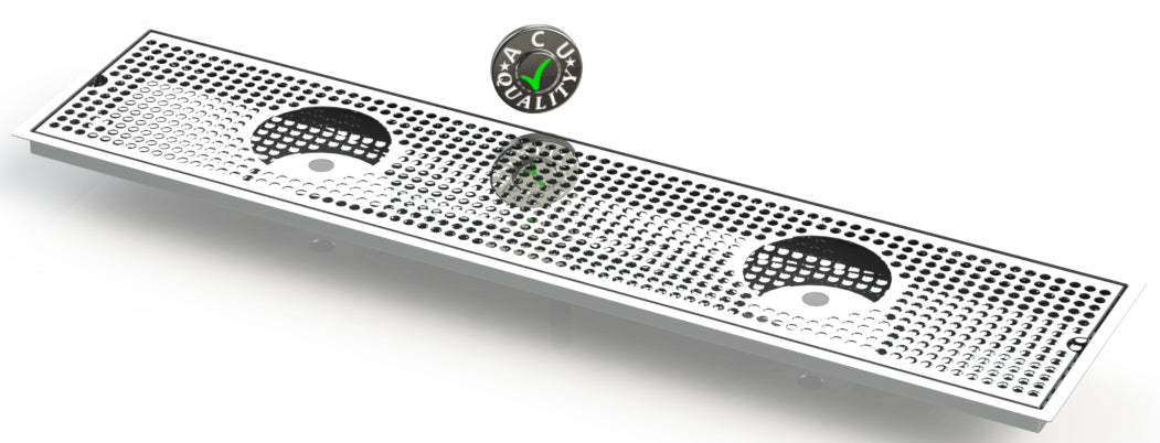 Flush Mount w/ Center Drain and Double Rinser Holes 8" X 36" X ¾" Drip Tray | Recessed | S/S # 8