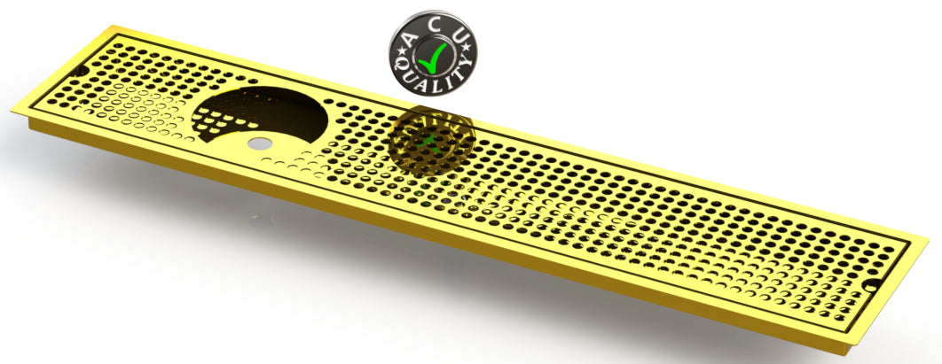 Flush Mount with Center Drain and Offset Rinser Hole 6" X 30" X ¾" Drip Tray | Recessed | Brass