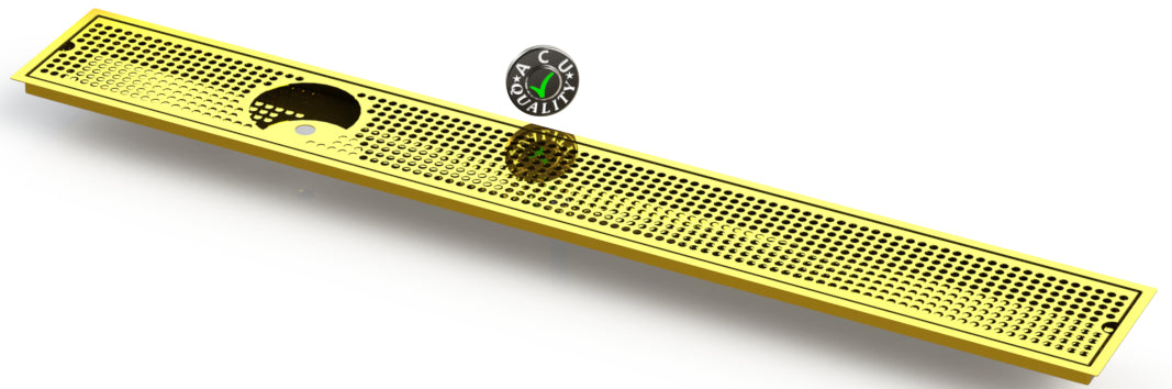 Flush Mount with Center Drain and Offset Rinser Hole 6" X 48" X ¾" Drip Tray | Recessed | Brass