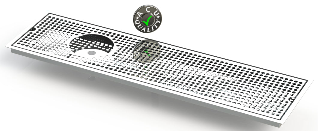 Flush Mount w/ Center Drain and Offset Rinser Hole 8" X 30" X ¾" Drip Tray | Recessed | S/S # 8