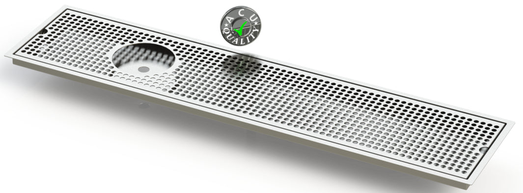 Flush Mount w/ Center Drain and Offset Rinser Hole 8" X 36" X ¾" Drip Tray | Recessed | S/S # 4