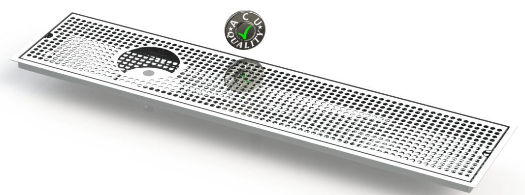 Flush Mount w/ Center Drain and Offset Rinser Hole 8" X 36" X ¾" Drip Tray | Recessed | S/S # 8