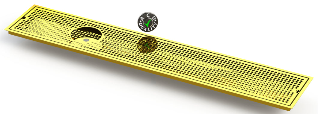 Flush Mount w/ Center Drain and Offset Rinser Hole 8" X 45" X ¾" Drip Tray | Recessed | Brass