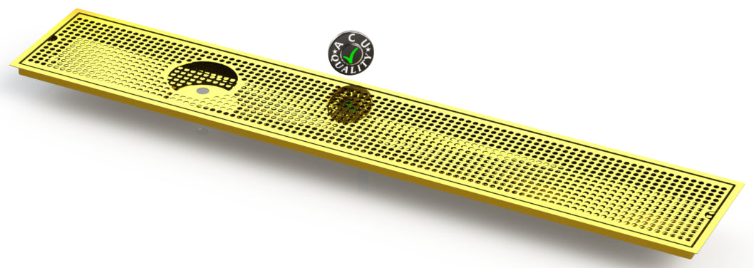 Flush Mount w/ Center Drain and Offset Rinser Hole 8" X 48" X ¾" Drip Tray | Recessed | Brass