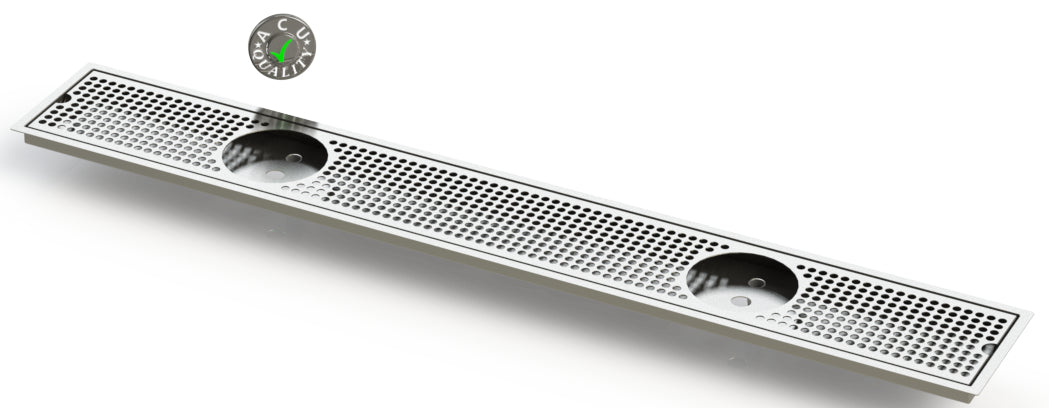 Flush Mount w/ Double Drain and Double Rinser Holes 6" X 45" X ¾" Drip Tray | Recessed | S/S # 4