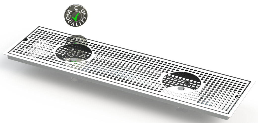 Flush Mount w/ Double Drain and Double Rinser Holes 8" X 30" X ¾" Drip Tray | Recessed | S/S # 8