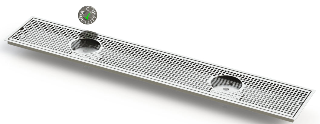 Flush Mount w/ Double Drain and Double Rinser Holes 8" X 48" X ¾" Drip Tray | Recessed | S/S # 4