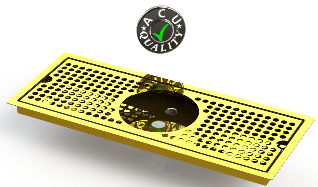 Flush Mount with Rinser Hole 6" X 16" X ¾" Drip Tray | Recessed | Brass