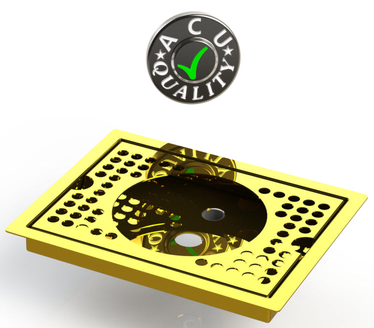 Flush Mount with Rinser Hole 6" X 8" X ¾" Drip Tray | Recessed | Brass